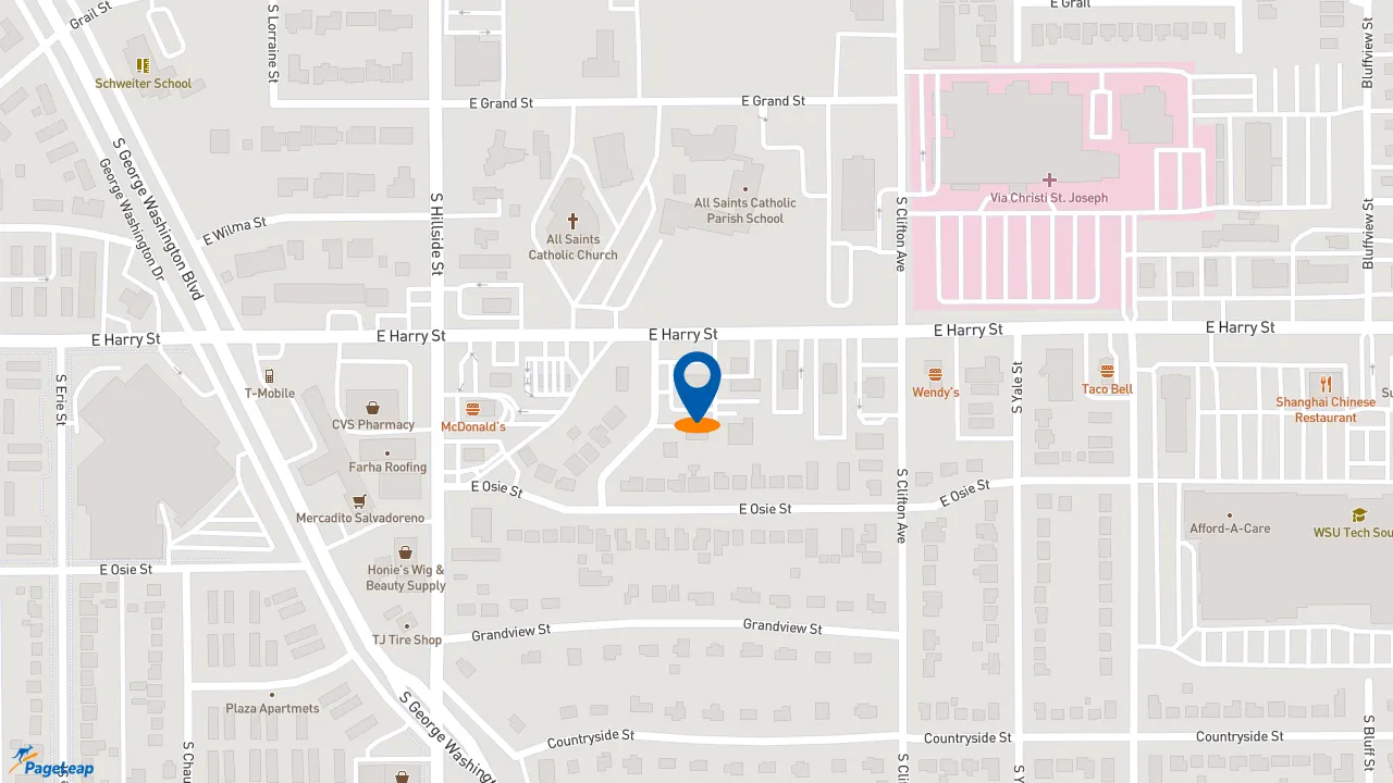 https://pageleap.com map showing location of Subway in Wichita.