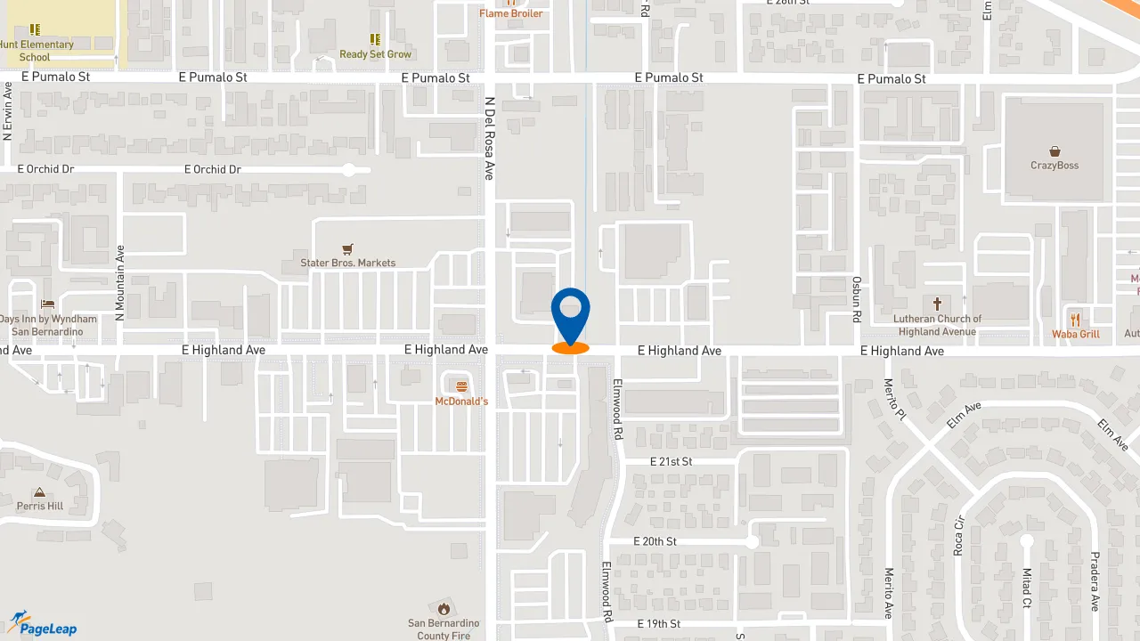 https://pageleap.com map showing location of Subway in San Bernardino.