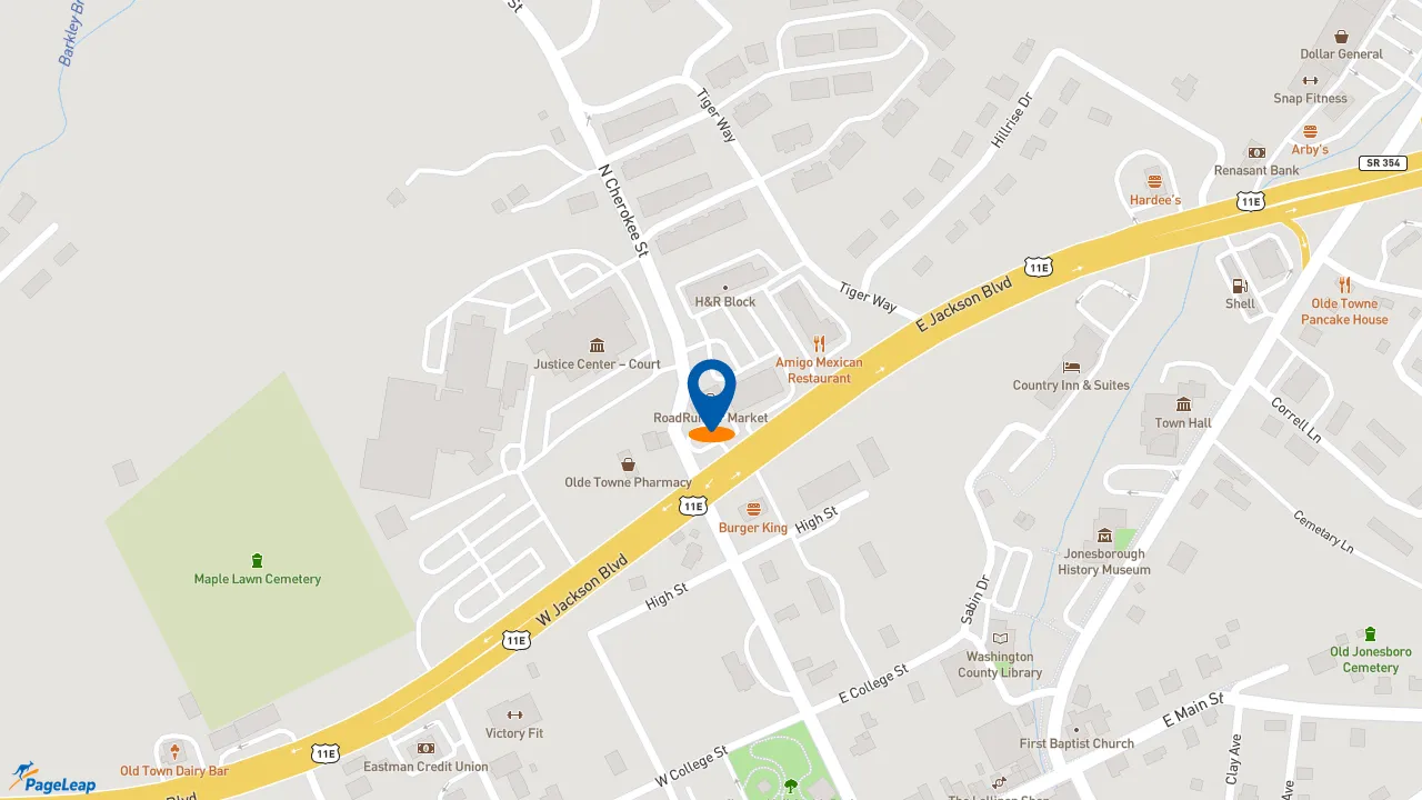 https://pageleap.com map showing location of Subway in Jonesborough.