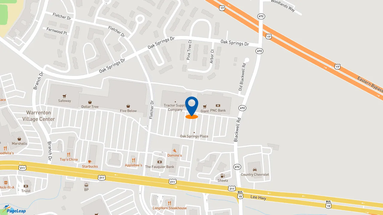 https://pageleap.com map showing location of Subway in Warrenton.
