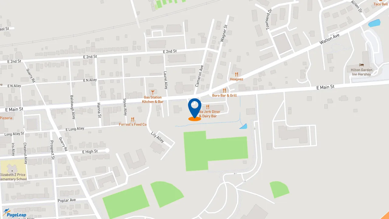 https://pageleap.com map showing location of Subway in Hummelstown.