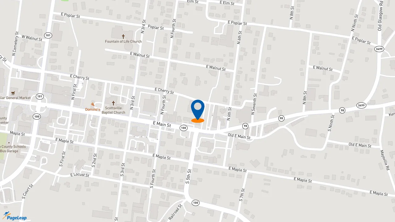 https://pageleap.com map showing location of Subway in Scottsville.