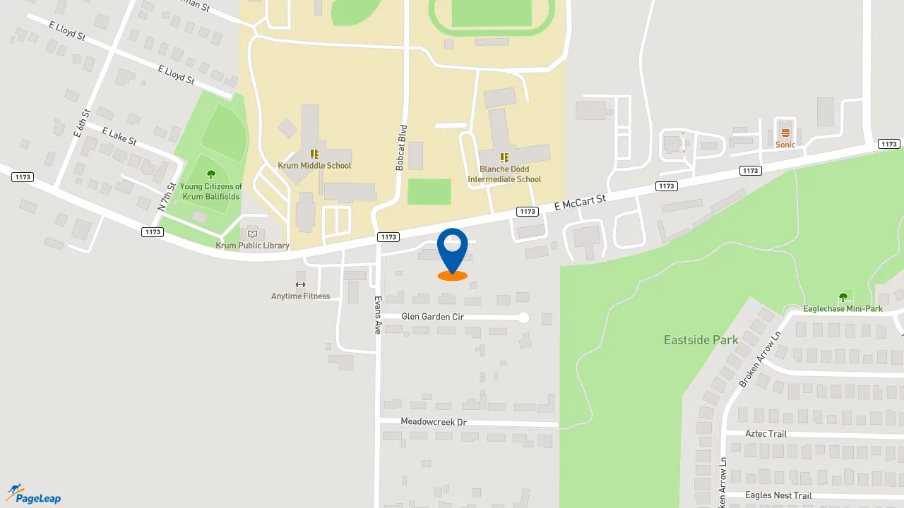 https://pageleap.com map showing location of Subway in Krum.