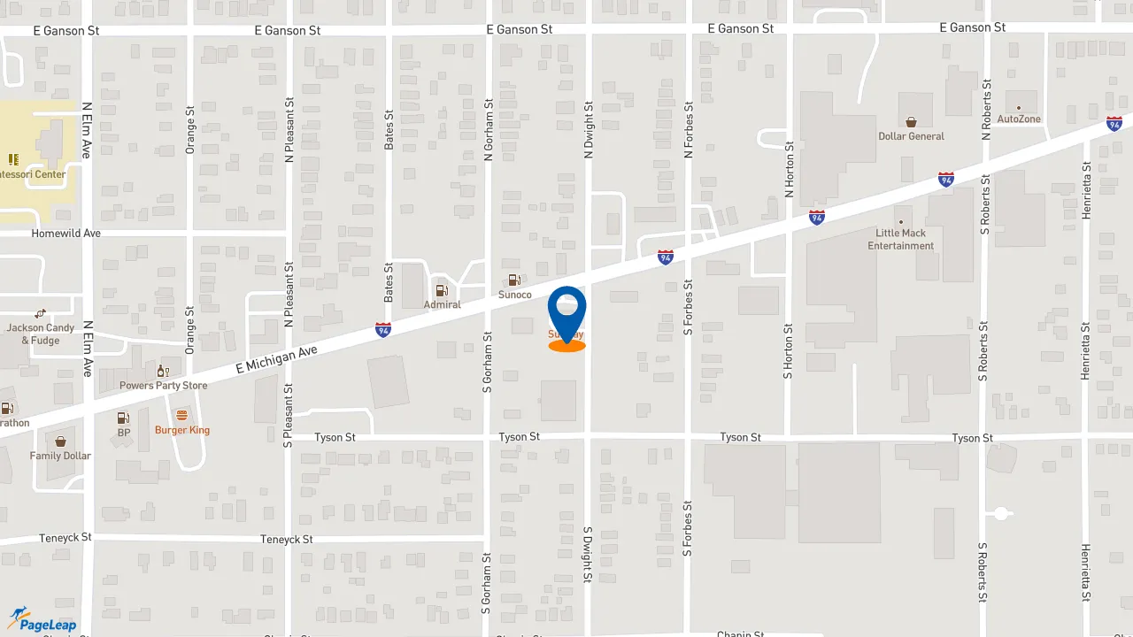 https://pageleap.com map showing location of Subway in Jackson.