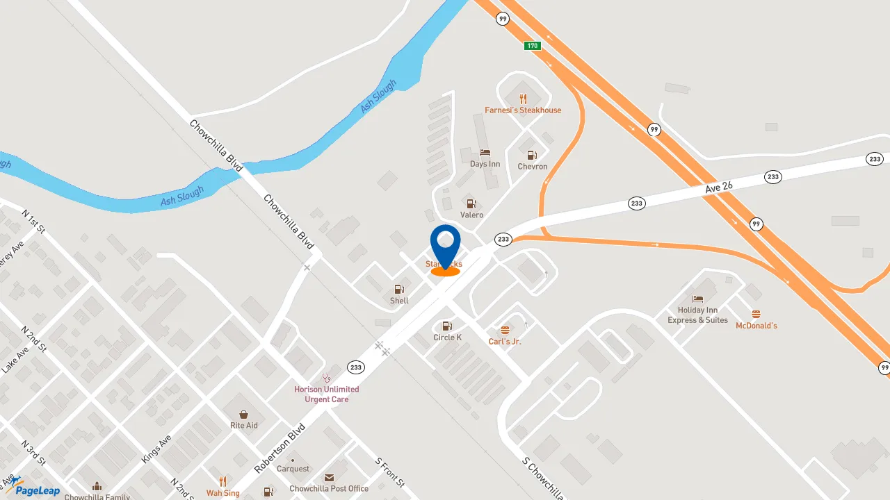 https://pageleap.com map showing location of Subway in Chowchilla.