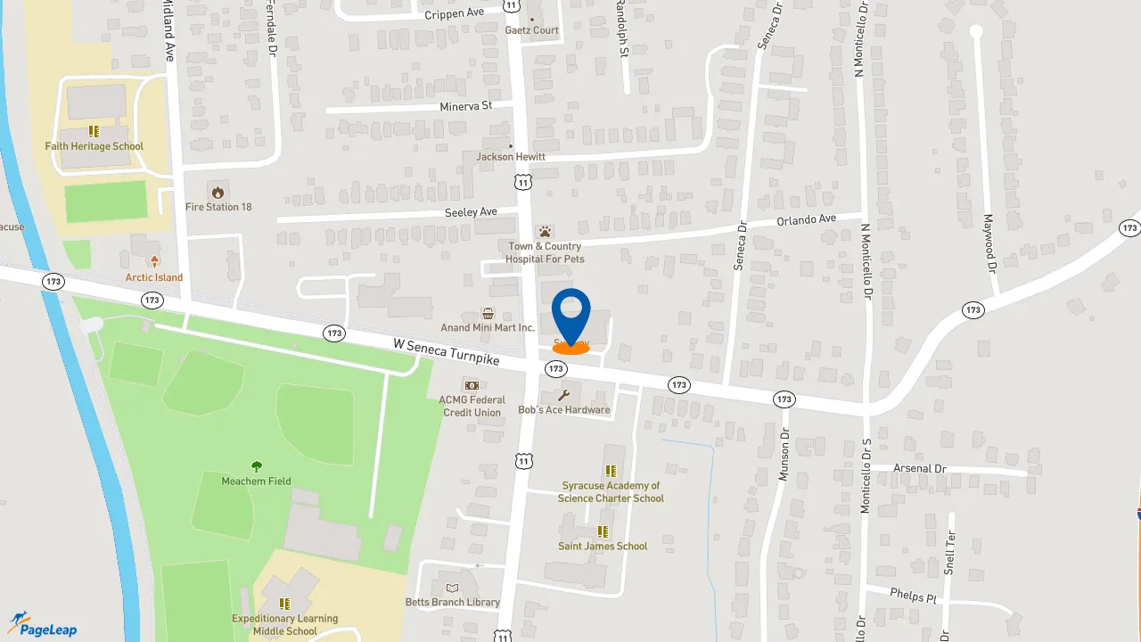 https://pageleap.com map showing location of Subway in Syracuse.