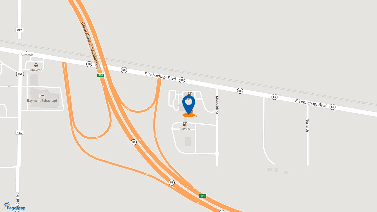 https://pageleap.com map showing location of Subway in Tehachapi.