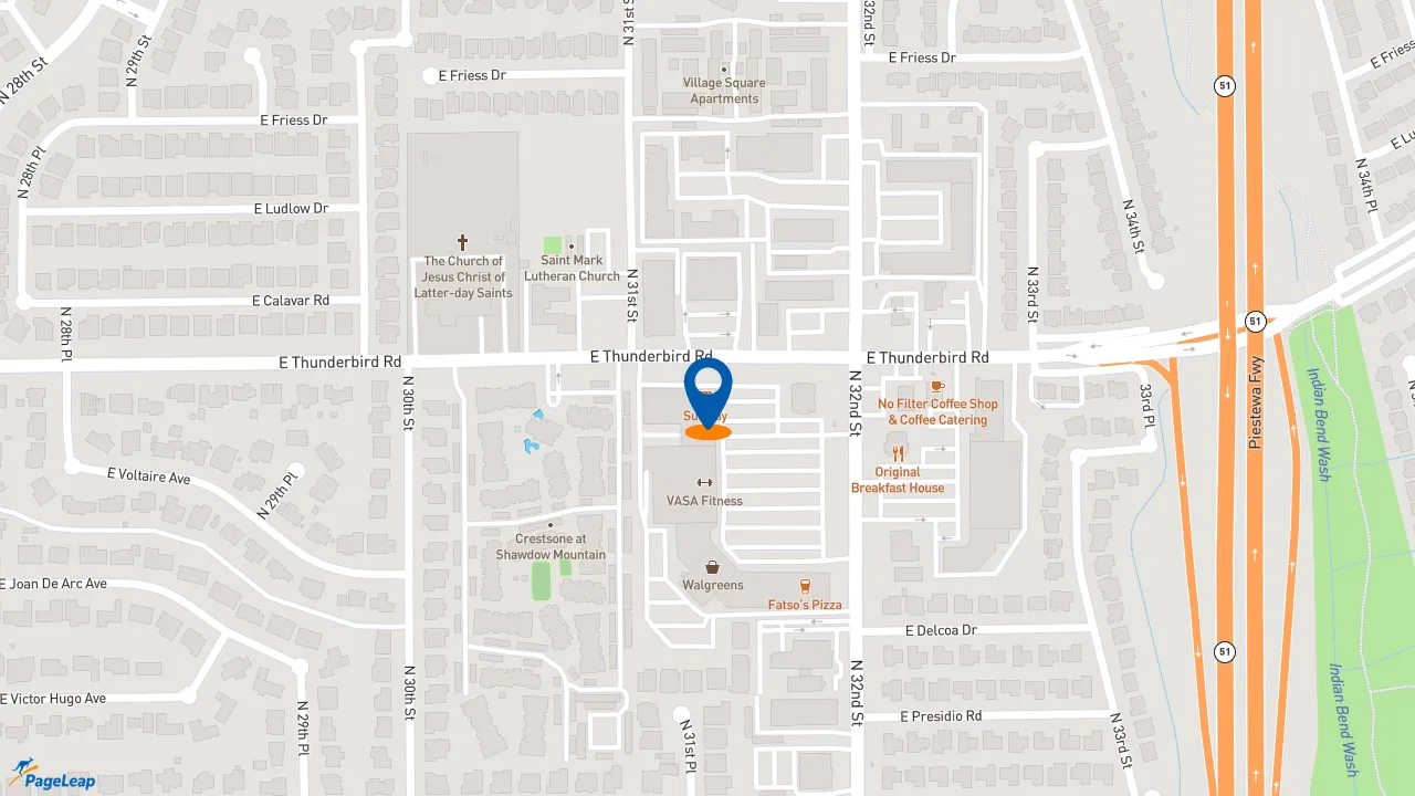 https://pageleap.com map showing location of Subway in Phoenix.