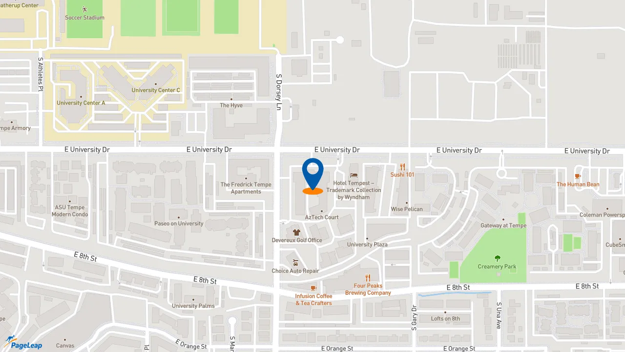 https://pageleap.com map showing location of Subway in Tempe.