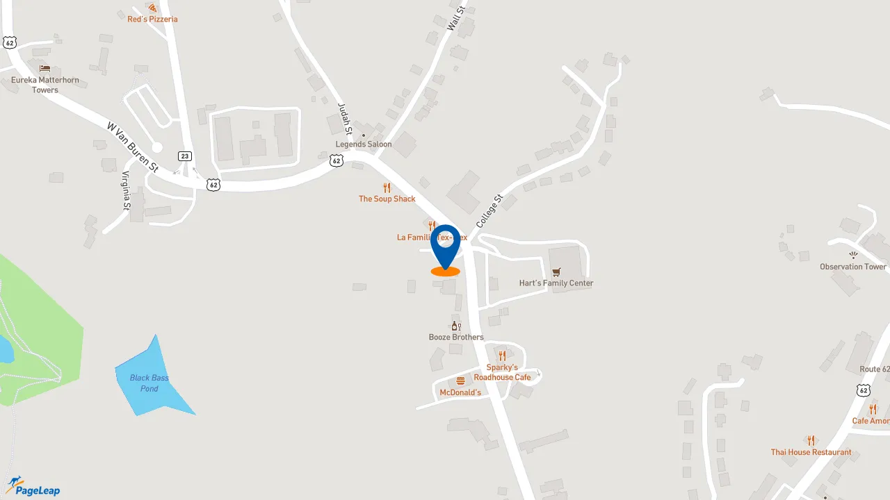 https://pageleap.com map showing location of Subway in Eureka Springs.