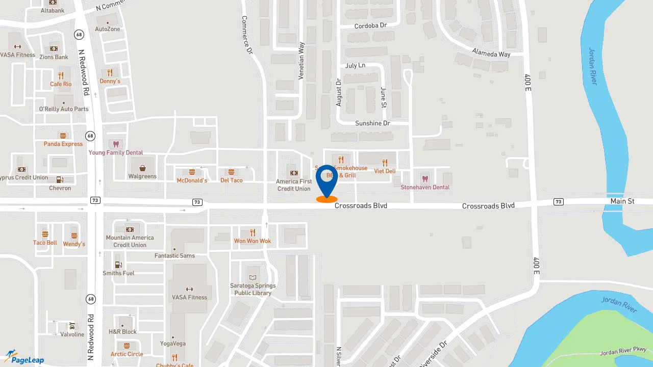 https://pageleap.com map showing location of Subway in Saratoga Springs.