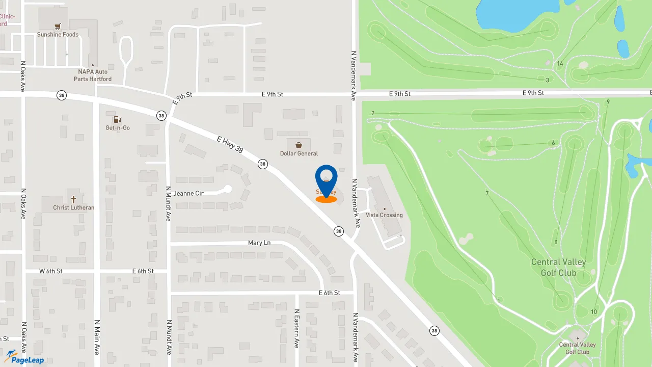 https://pageleap.com map showing location of Subway in Hartford.