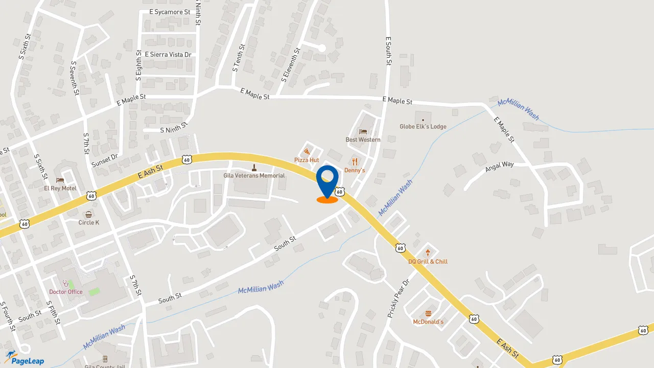 https://pageleap.com map showing location of Subway in Globe.