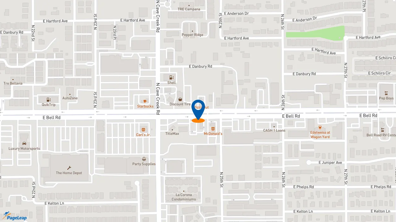 https://pageleap.com map showing location of Subway in Phoenix.