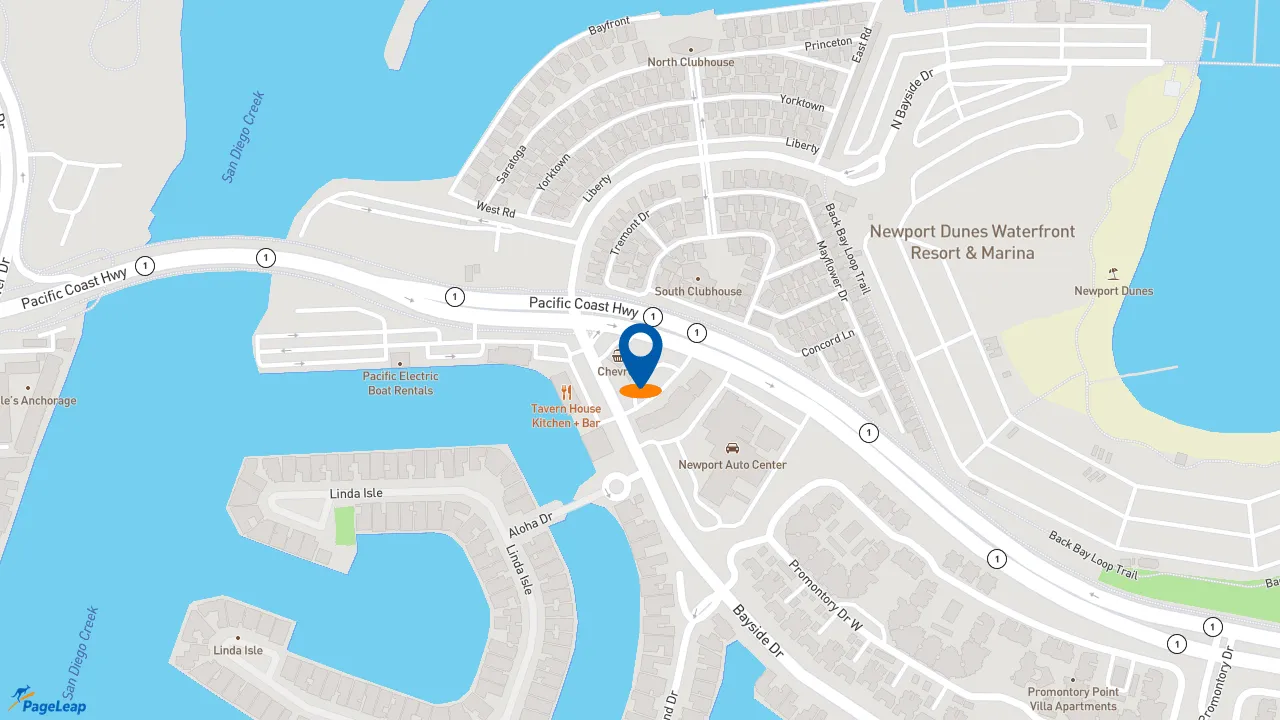 https://pageleap.com map showing location of Subway in Newport Beach.