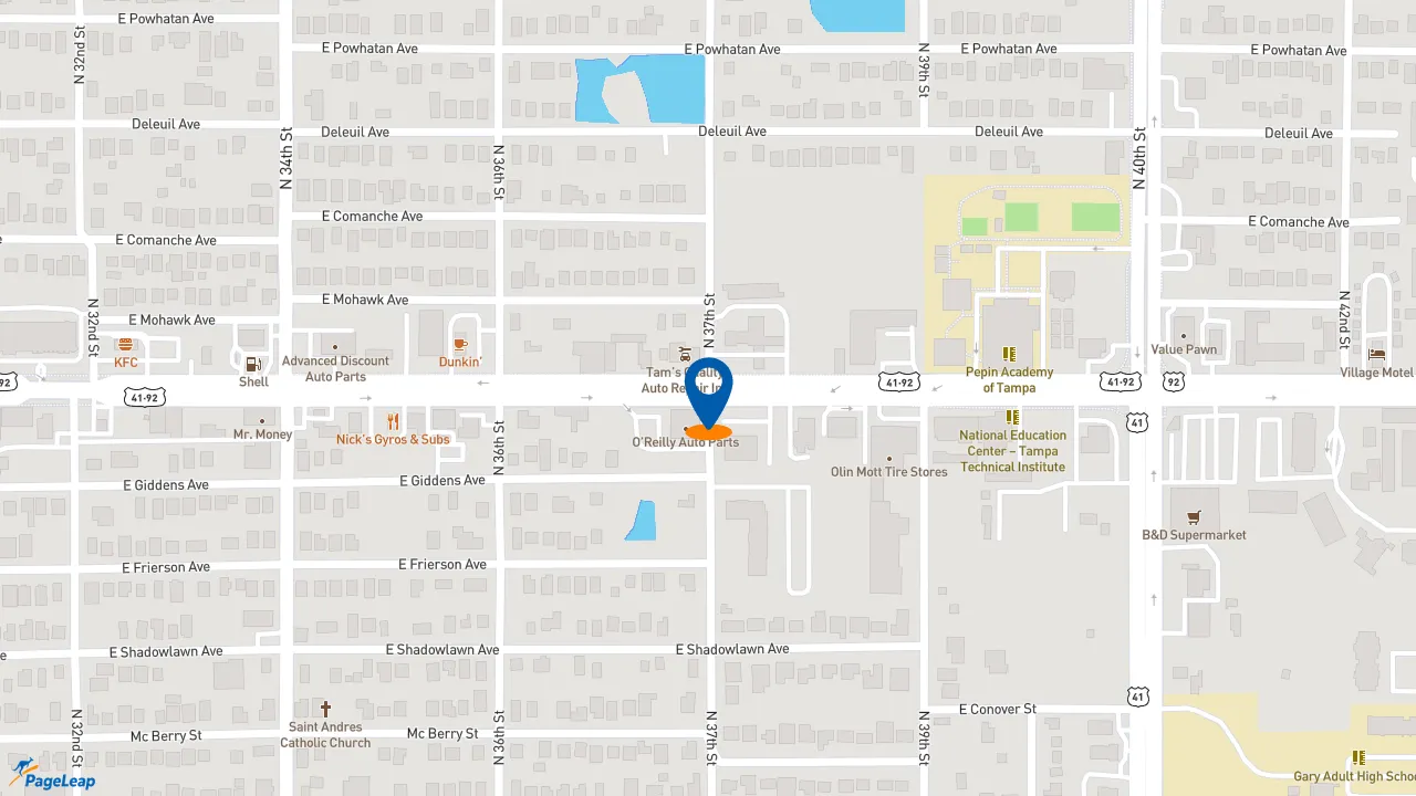 https://pageleap.com map showing location of Subway in Tampa.