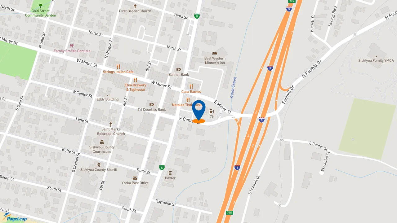 https://pageleap.com map showing location of Subway in Yreka.