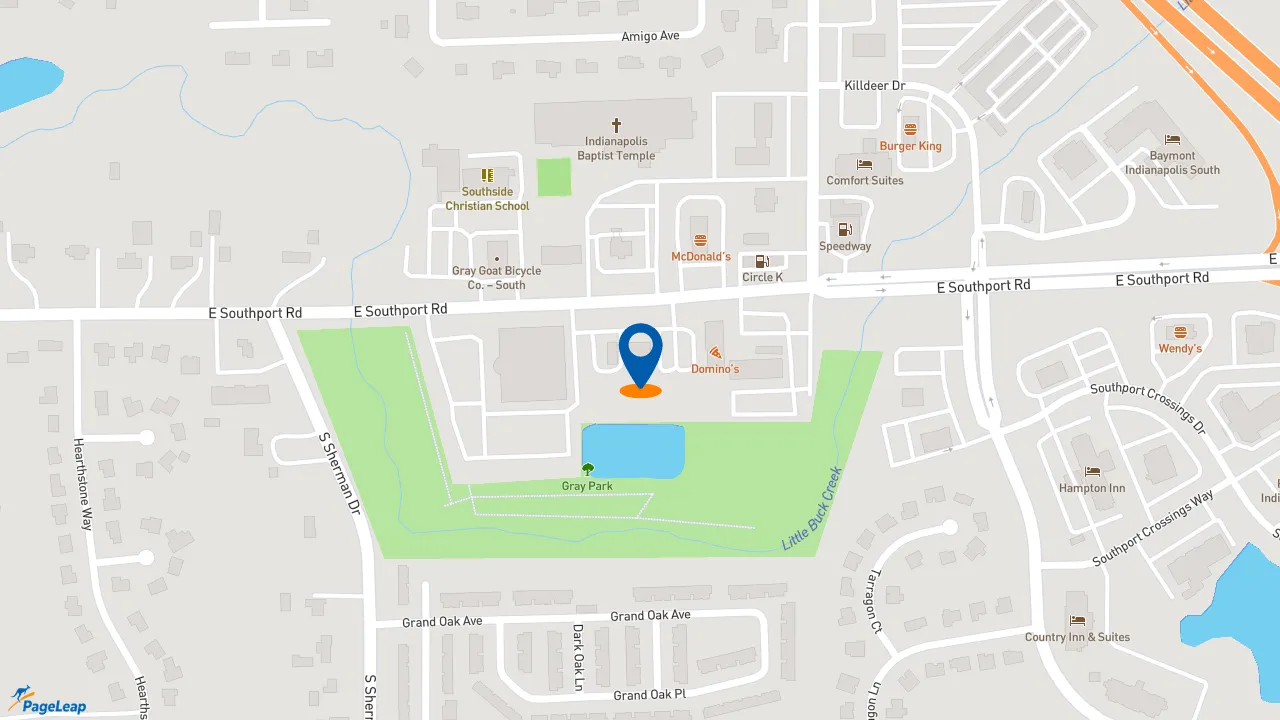 https://pageleap.com map showing location of Subway in Indianapolis.