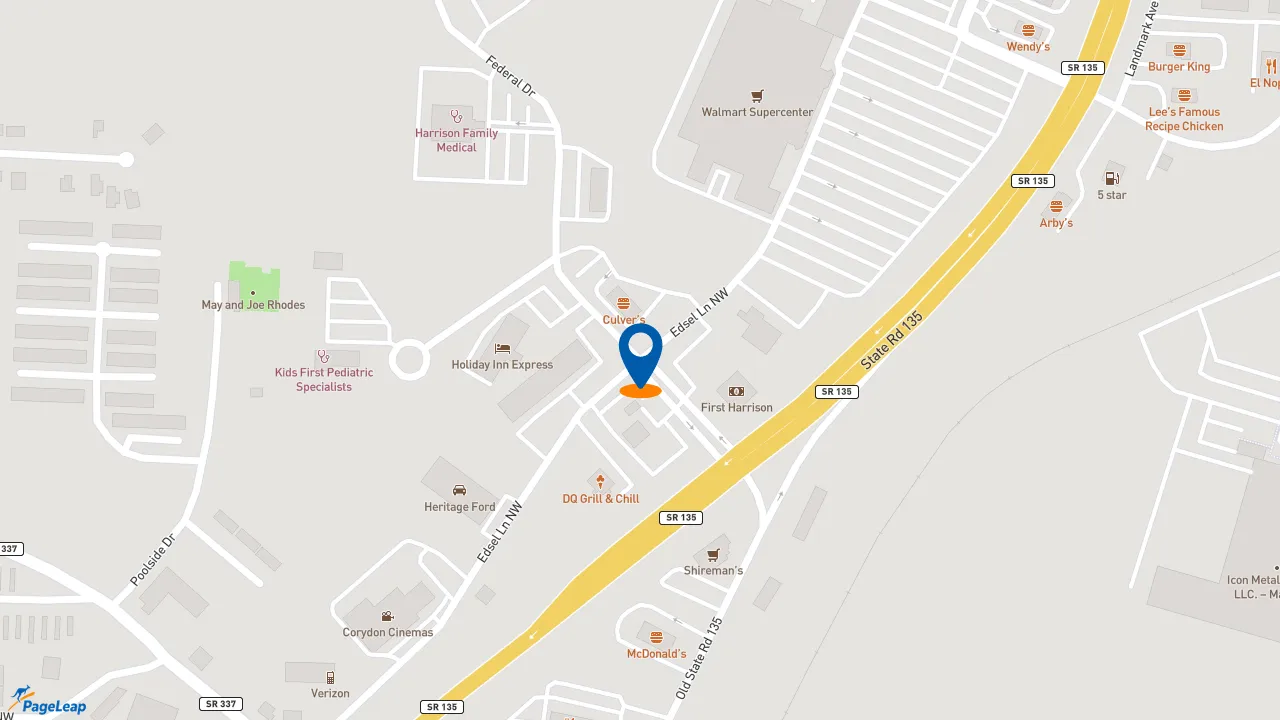 https://pageleap.com map showing location of Subway in Corydon.