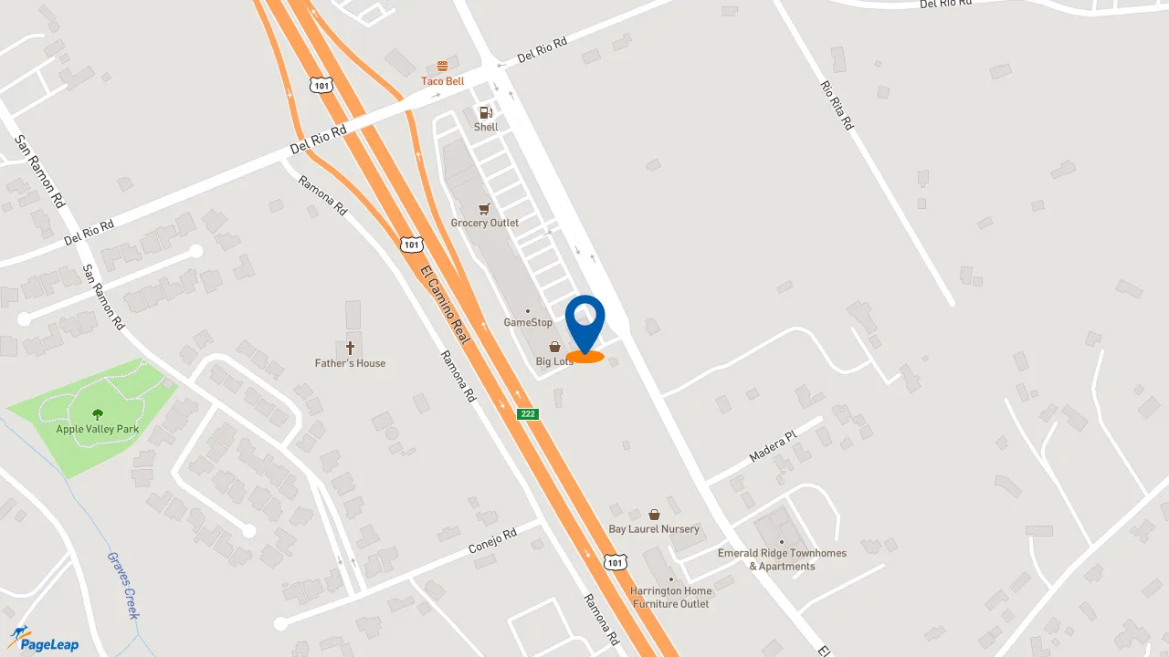 https://pageleap.com map showing location of Subway in Atascadero.