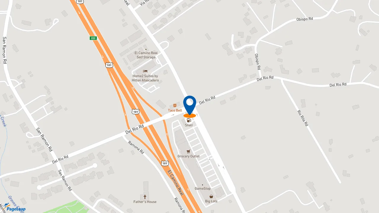 https://pageleap.com map showing location of Subway in Atascadero.