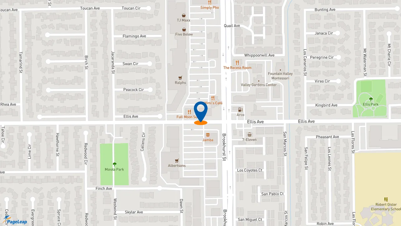 https://pageleap.com map showing location of Subway in Fountain Valley.