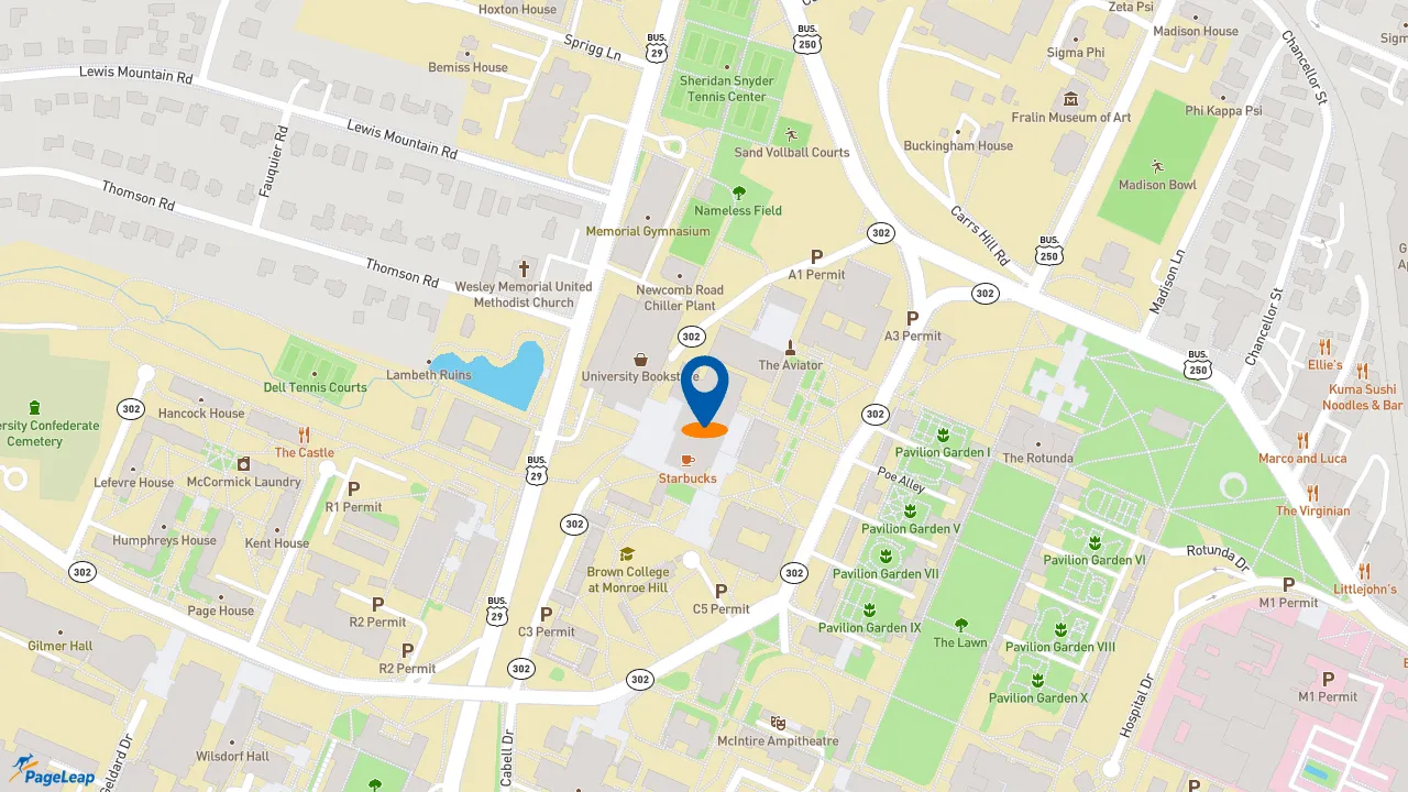 https://pageleap.com map showing location of Subway in Charlottesville.