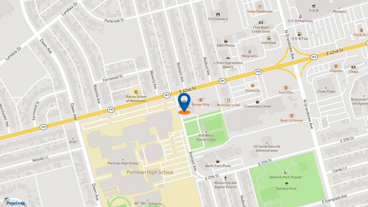 https://pageleap.com map showing location of Subway in Odessa.