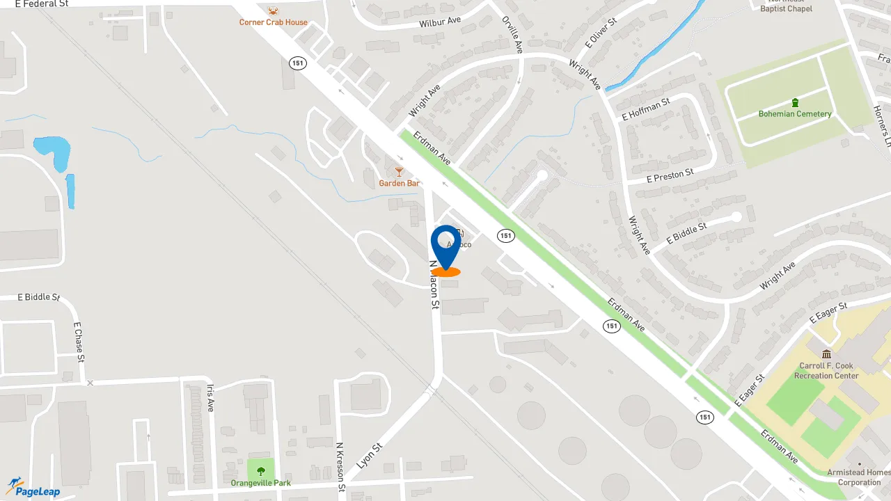 https://pageleap.com map showing location of Subway in Baltimore.