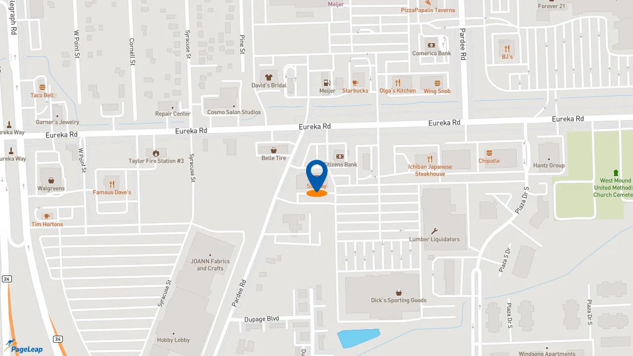 https://pageleap.com map showing location of Subway in Taylor.