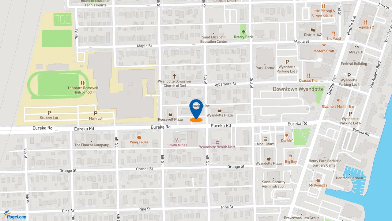 https://pageleap.com map showing location of Subway in Wyandotte.