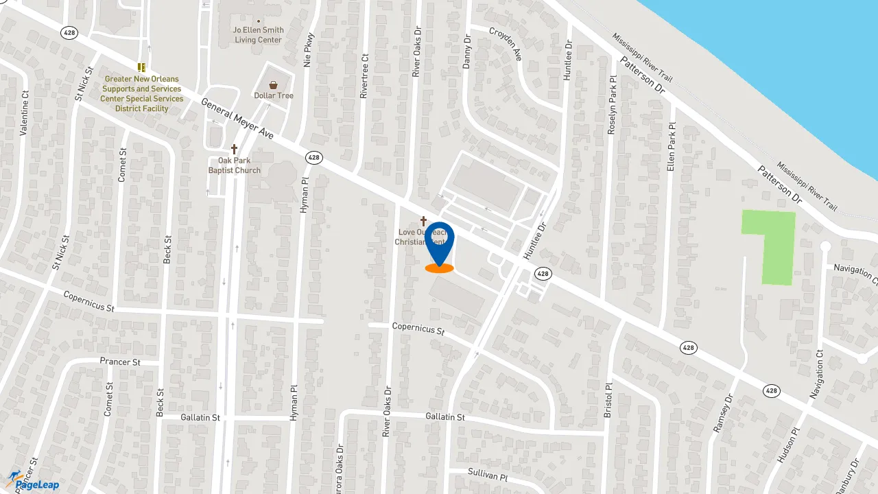 PageLeap.com map showing location of Subway in New Orleans.