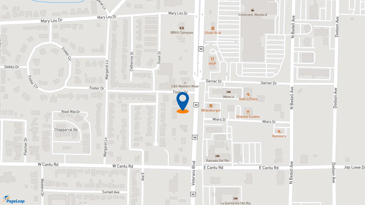 https://pageleap.com map showing location of Subway in Del Rio.