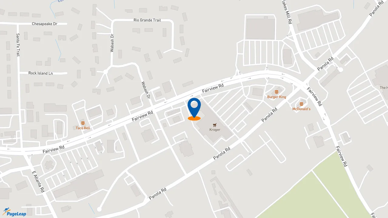 https://pageleap.com map showing location of Subway in Ellenwood.