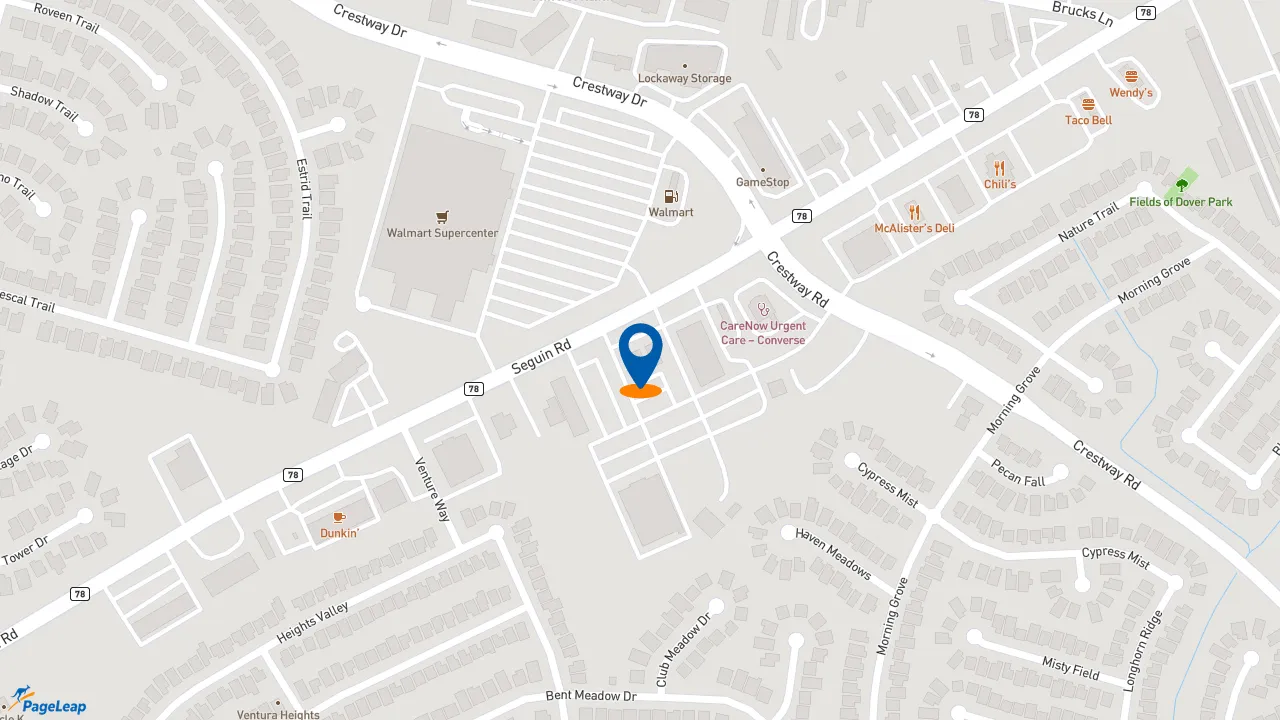 https://pageleap.com map showing location of Subway in Converse.