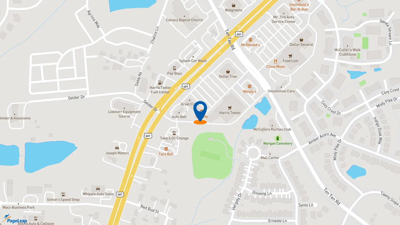 https://pageleap.com map showing location of Subway in Raleigh.