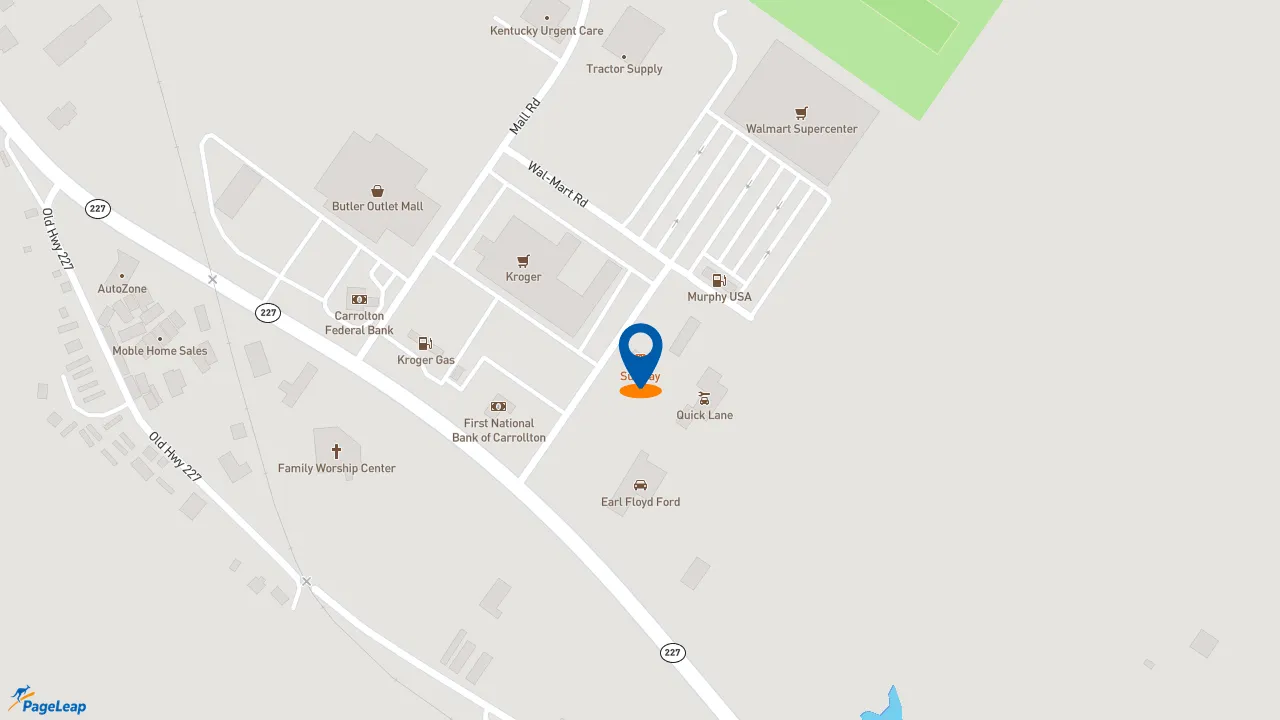 https://pageleap.com map showing location of Subway in Carrollton.