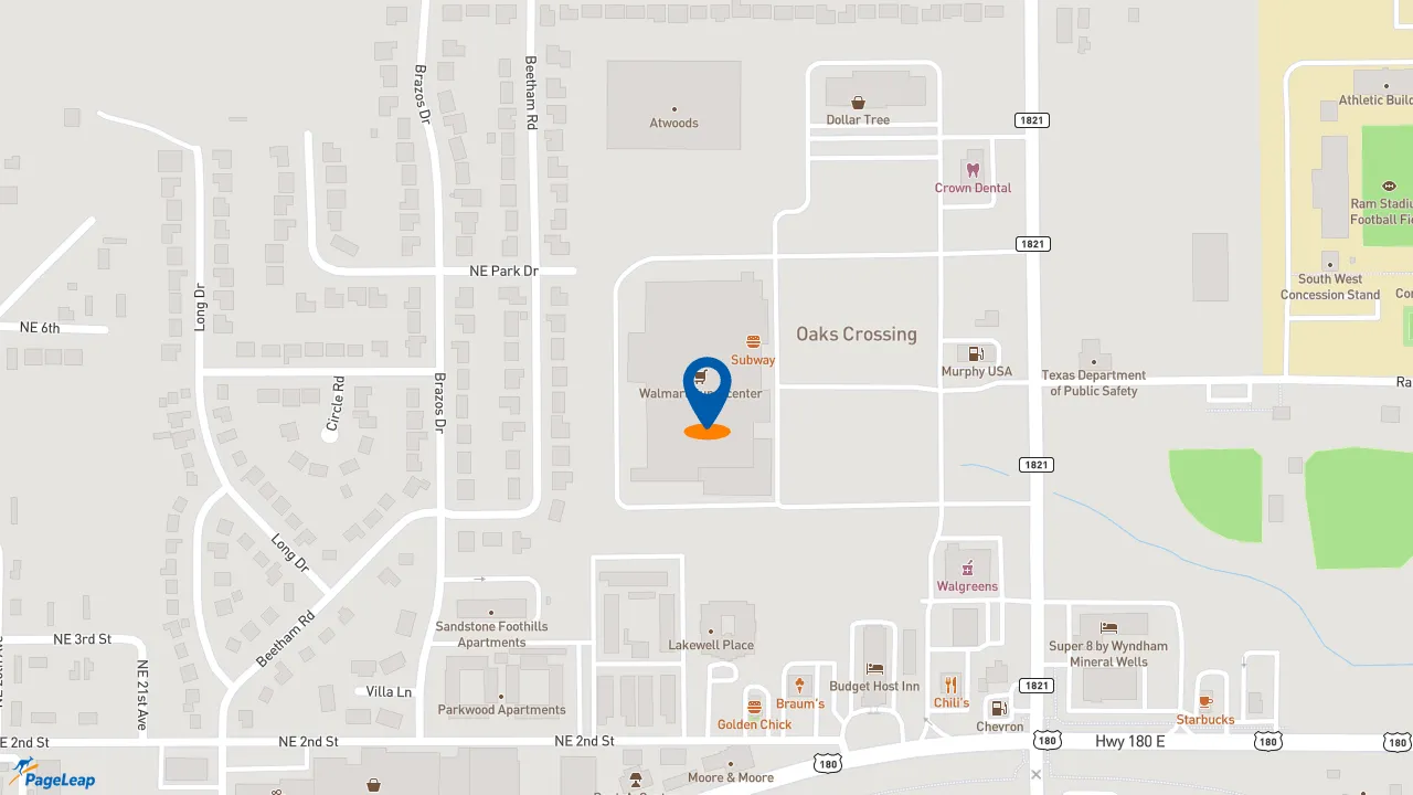 https://pageleap.com map showing location of Subway in Mineral Wells.
