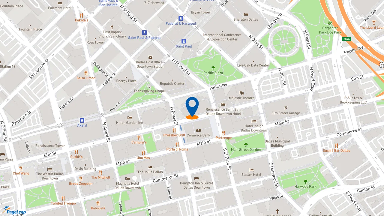 https://pageleap.com map showing location of Subway in Dallas.