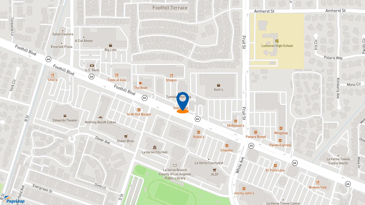 https://pageleap.com map showing location of Subway in La Verne.