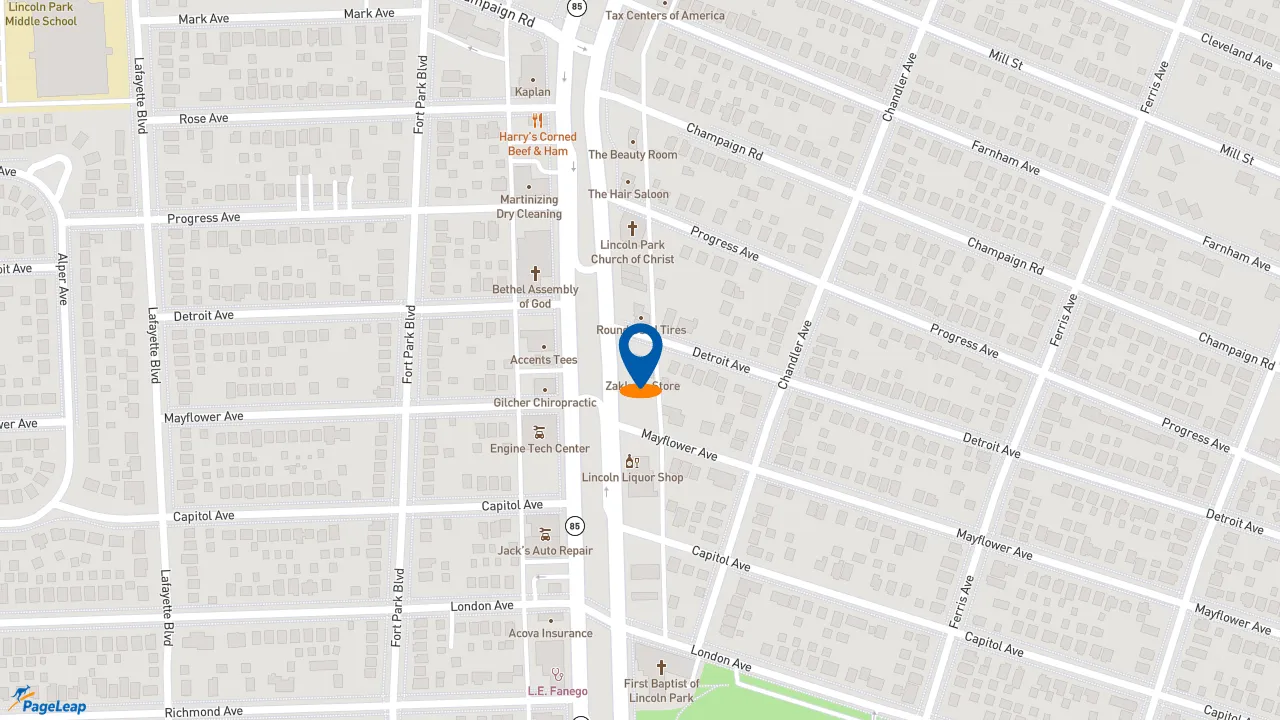 https://pageleap.com map showing location of Subway in Lincoln Park.