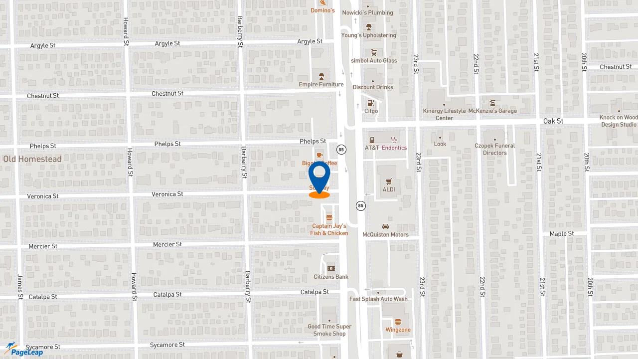 https://pageleap.com map showing location of Subway in Southgate.