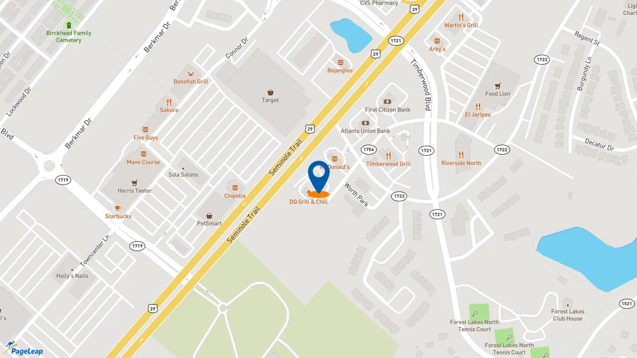 https://pageleap.com map showing location of Subway in Charlottesville.