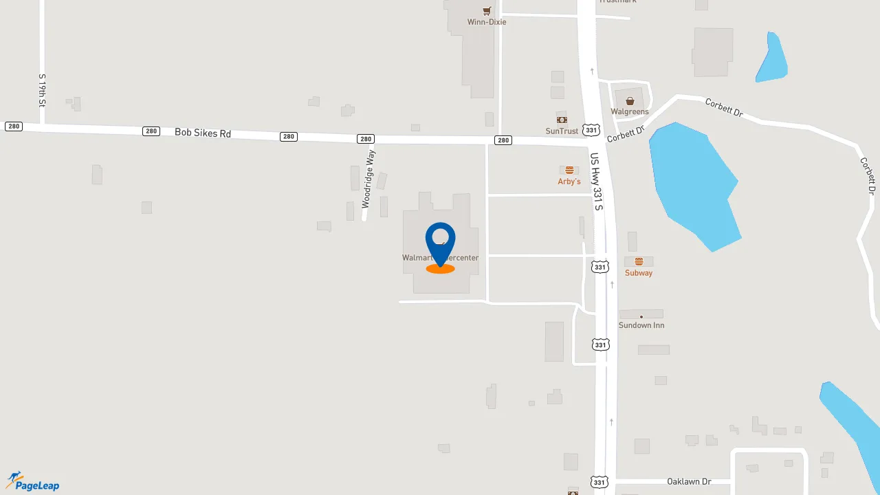 https://pageleap.com map showing location of Subway in De Funiak Springs.