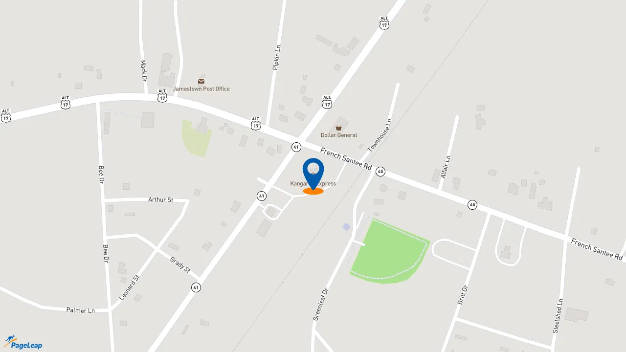 https://pageleap.com map showing location of Subway in Jamestown.