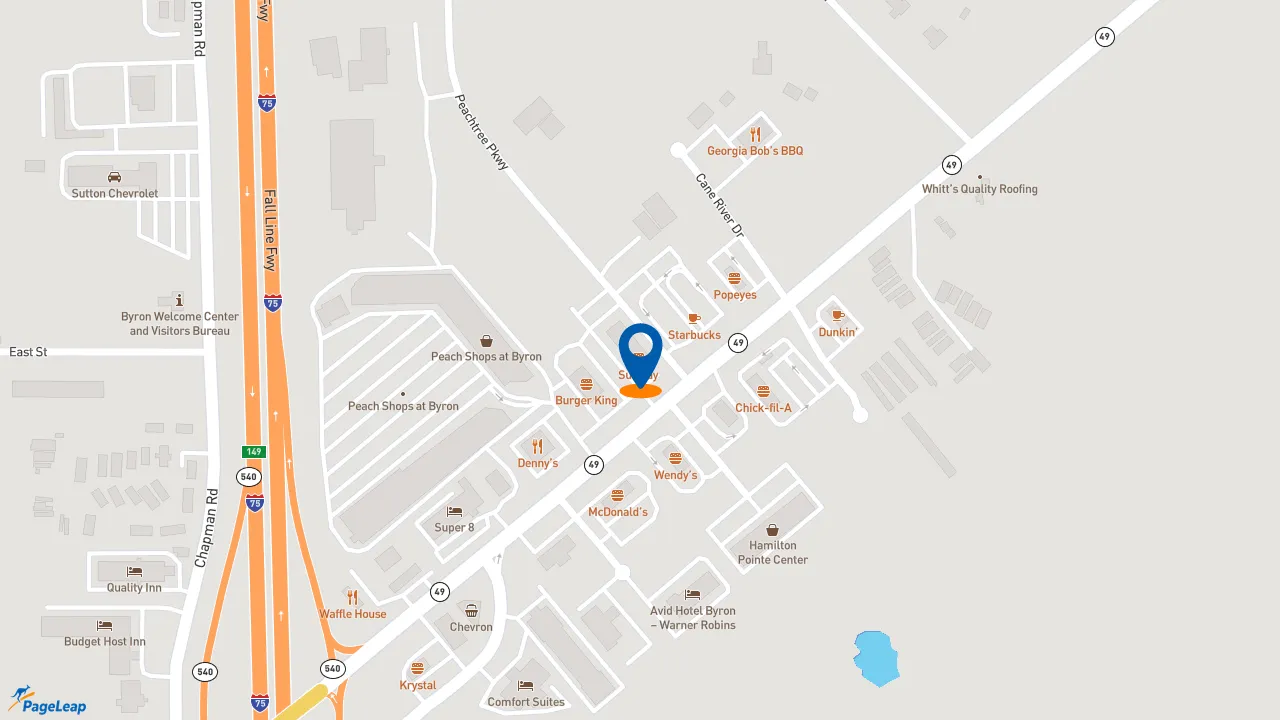 https://pageleap.com map showing location of Subway in Byron.