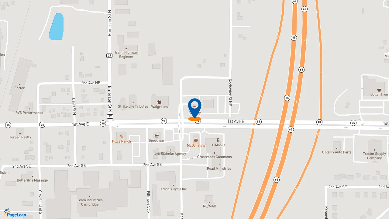 https://pageleap.com map showing location of Subway in Cambridge.