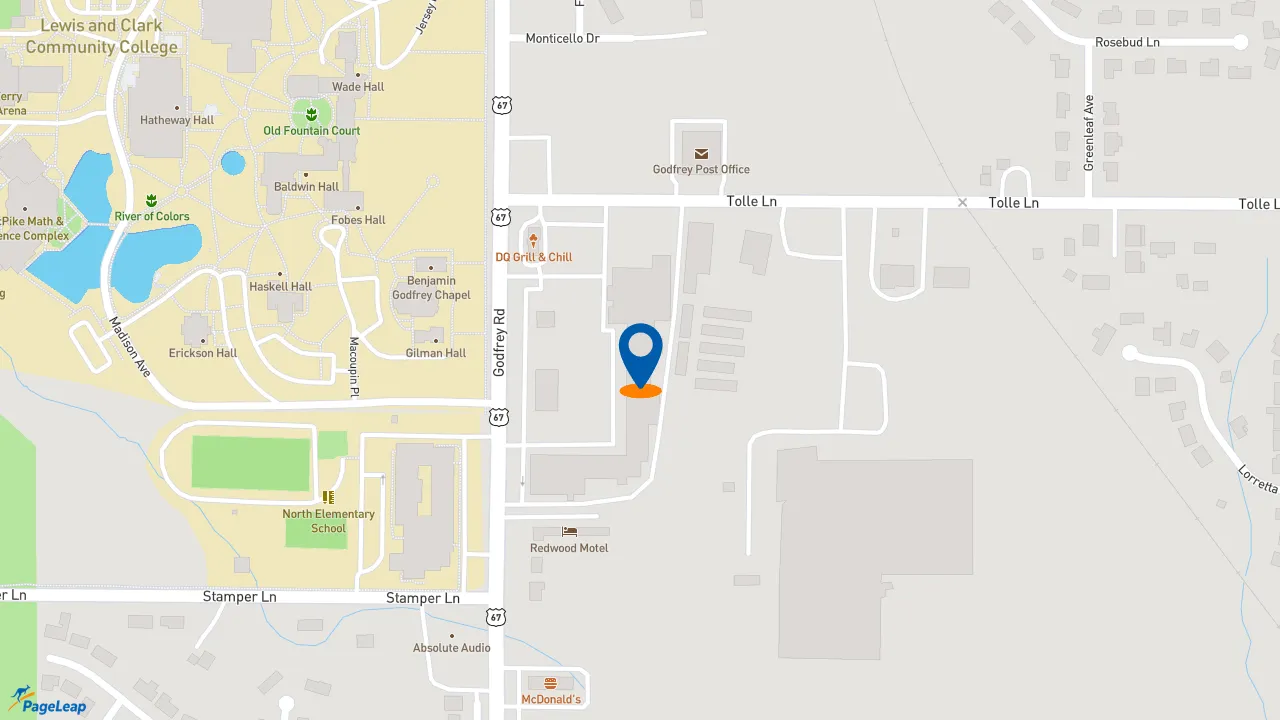 https://pageleap.com map showing location of Subway in Godfrey.