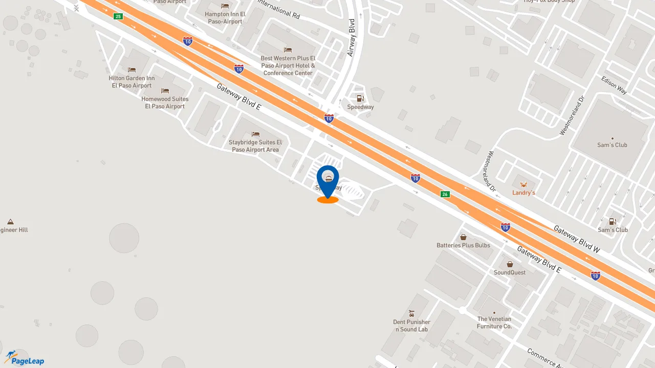 https://pageleap.com map showing location of Subway in El Paso.