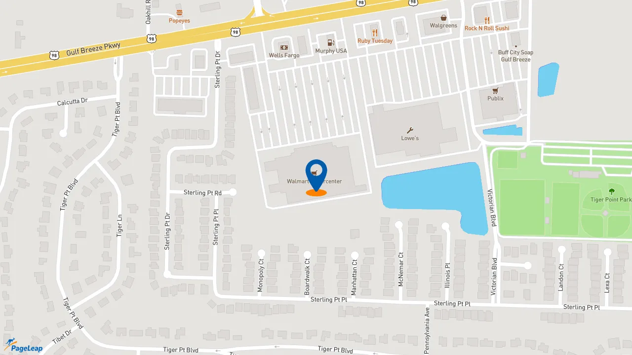 https://pageleap.com map showing location of Subway in Gulf Breeze.
